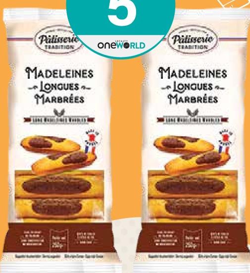 Pâtisserie Tradition Madeleines Longues Marbrées 250g