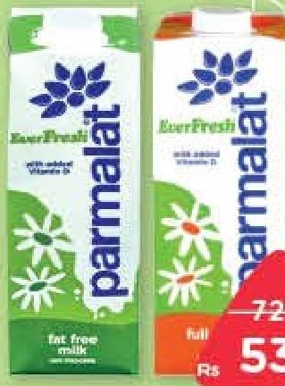 Everfresh Parmalat Fat Free Milk, Full Cream Milk, Low Fat Milk 1L