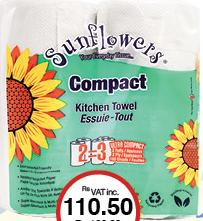 Sunflowers Compact Kitchen Towels x2