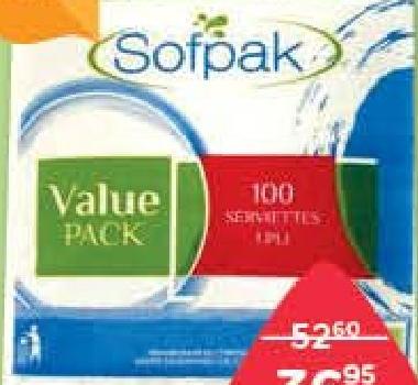 Sofpak Table Serviettes 1 Ply x 100 Sheets