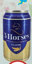 3 Horses Clear Malt Beverage Can Alcohol Free - 330ml