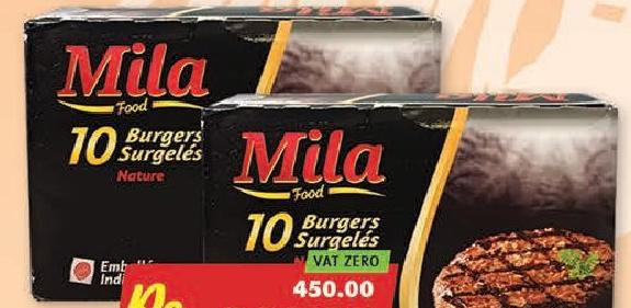 Mila Burger Onion/Nature 10 Burgers Surgelés x10 1kg