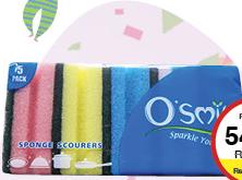 O's Smile Non Scratch Grip Sponge Scourer Medium 5 Pack