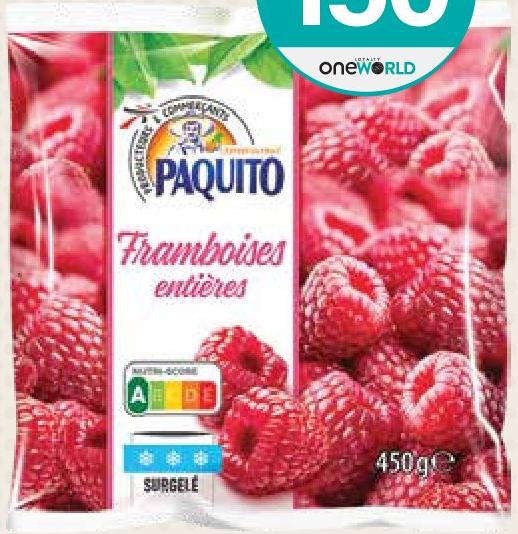 Paquito Whole Raspberries Frozen 450g