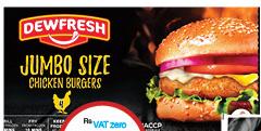 Dewfresh Chicken Burgers Jumbo Box x4 - 400g/ Chicken Burgers x10 - 500g