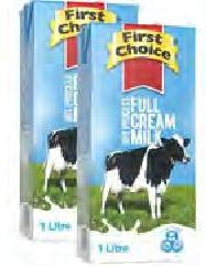 First Choice UHT Full Cream Milk - 1 Litre