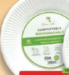 Green Life Biodegradable Plate 8 Inches x10