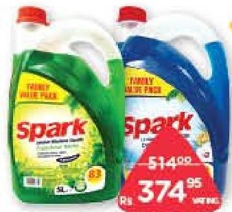 Spark Lessive Machine Liquide Douceur Océane, Fraîcheur Verte, Savon de Marseille 5L