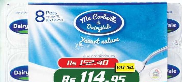 Dairyvale Nature Sans Sucre Yogurt 8x125ml