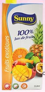 Sunny 100% Fruit Juice Brick all refs (Except Orange & Passion) - 1L