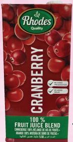 Rhodes 100% Fruit Juice Blend Cranberry - 1L