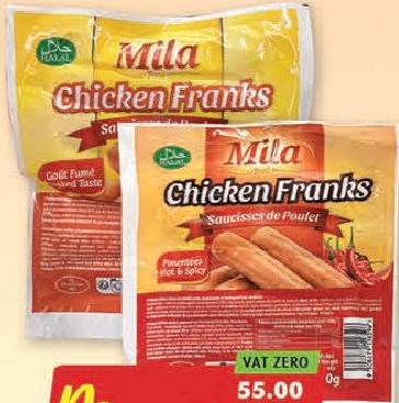 Mila Chicken Franks Smoked/H&Spicy 340g