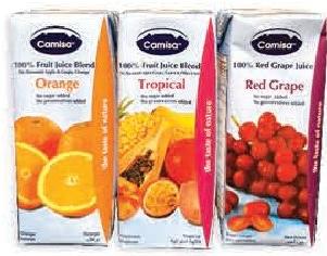 Camisa 100% Fruit Juice Blend (Orange, Tropical, Red Grape) 200ml