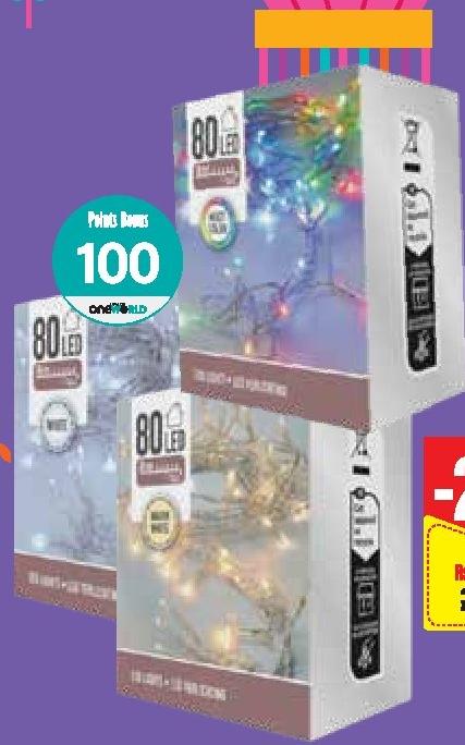 80 LED Indoor Lights with Battery White / Yellow / Multicolor 8m