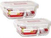 Lock & Lock Ovenglass Borosilicate Rectangular Container with Divider 320ml LLG422C