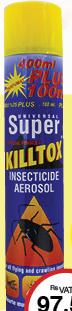 Killtox Insecticide Aerosol 400ml + Free 100ml